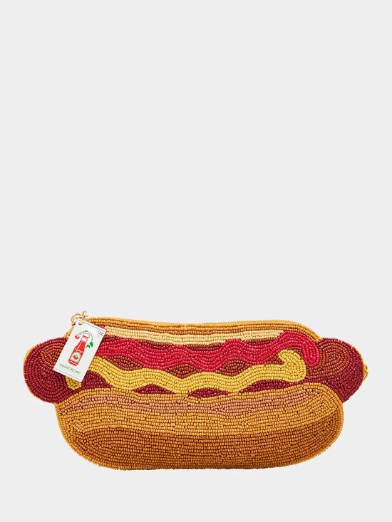 Betsey Johnson Handbags - Betsey Johnson Kitsch Wiener Takes All Gold Multi Viral Beaded Bag NWT